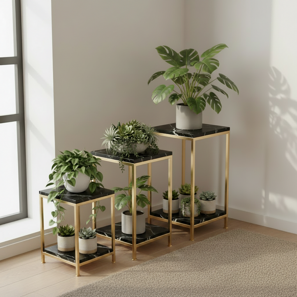 2-Tier Gold Pedestal Nesting Stands