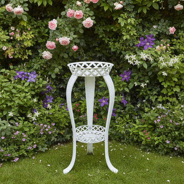 Wrought Iron 2-Layer Trellis Plant Pedestal