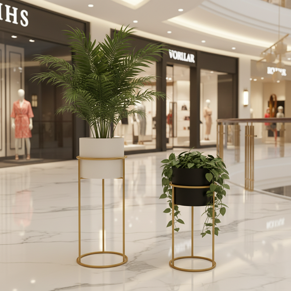 Metallic Removable Buckets Flower Planter with Stand