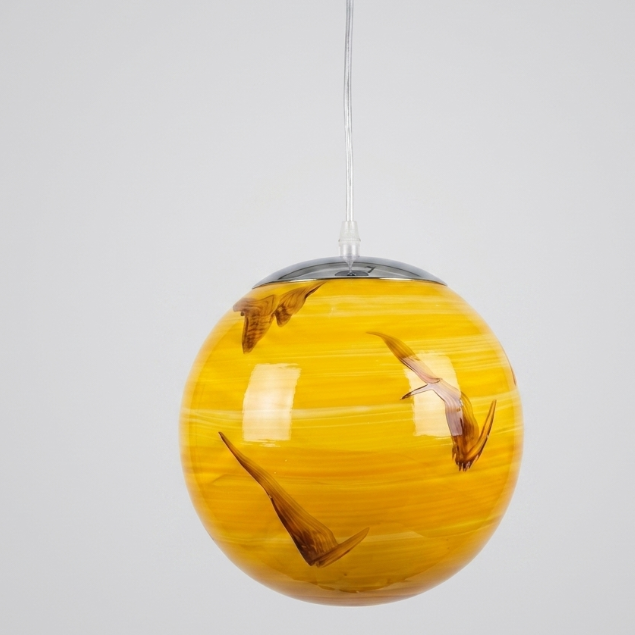 Yellow Hand-Painted Globe Pendant Light