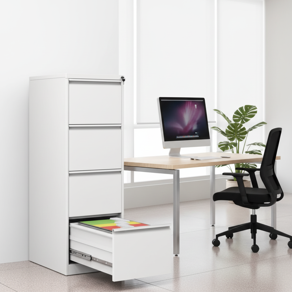 4 drawer vertical steel filing cabinet with central lock and anti-tilt mechanism 4D-2 - Gemelli Collection