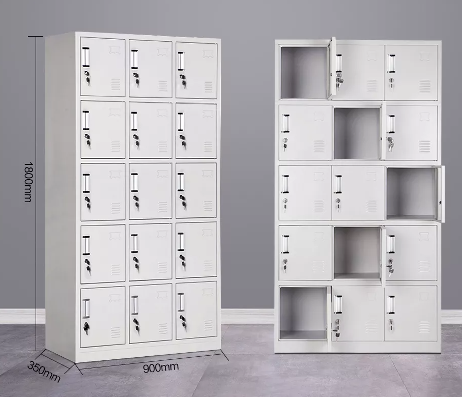 15-Door Steel Locker Cabinet with Individual Locks