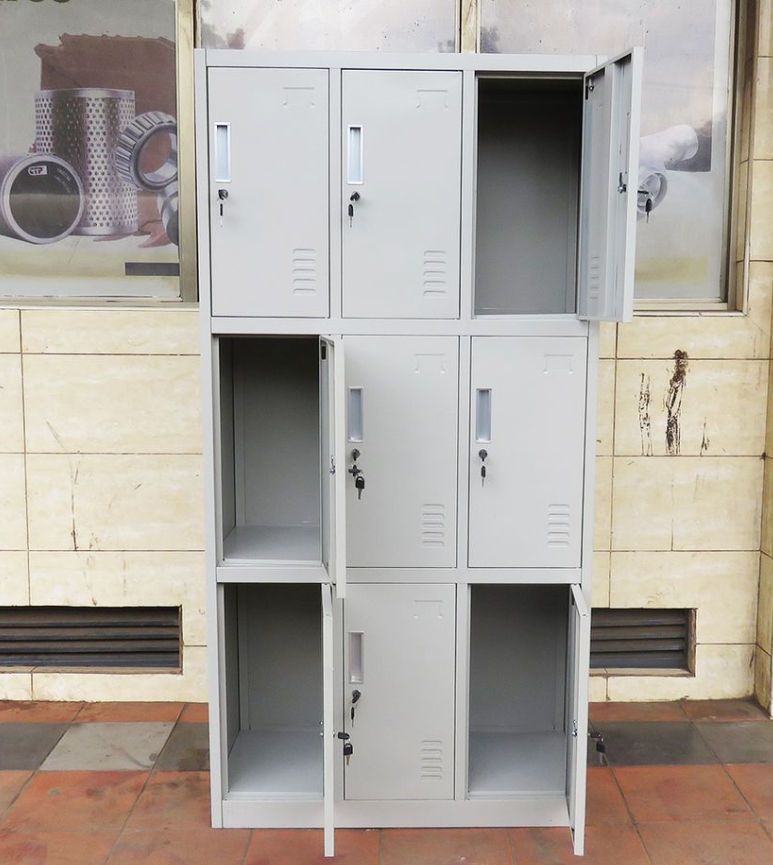9-Door Steel Locker Cabinet with Individual Locks