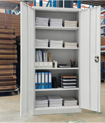 Steel Stationery Cabinet with Adjustable Shelves and Lock