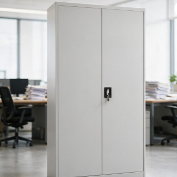 Steel Stationery Cabinet with Adjustable Shelves and Lock