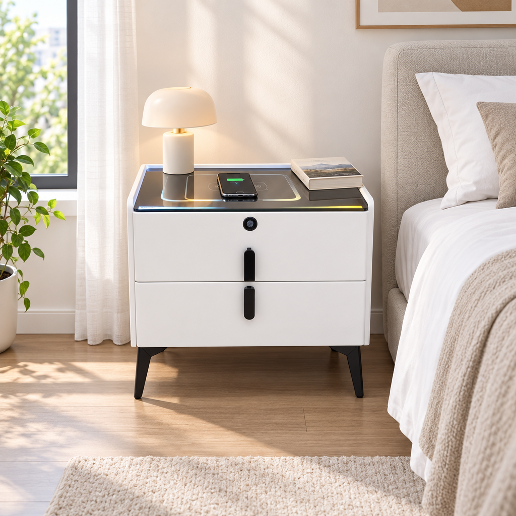 Two-Drawer Nightstand with Wireless Charging
