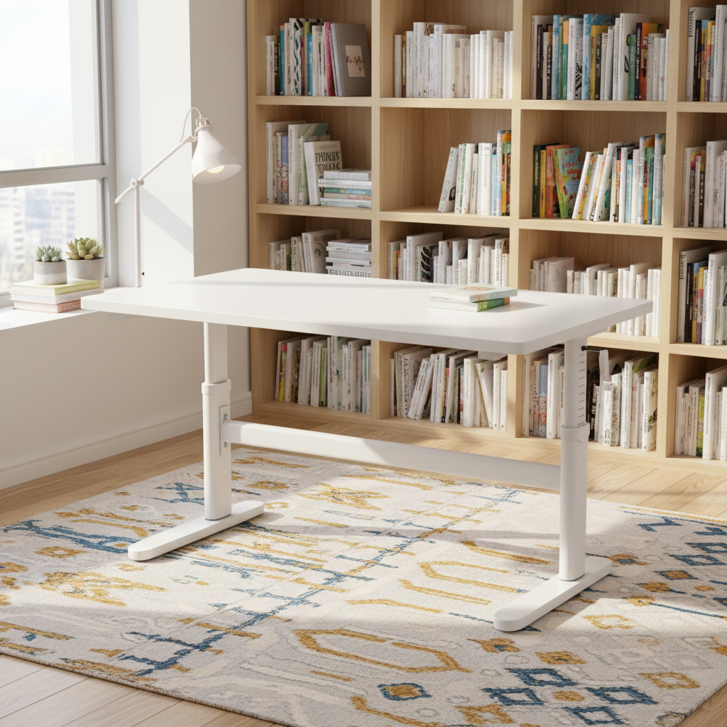 Gemelli Collections elevating study desk measuring 120cm x 60cm with adjustable height of 75-115cm