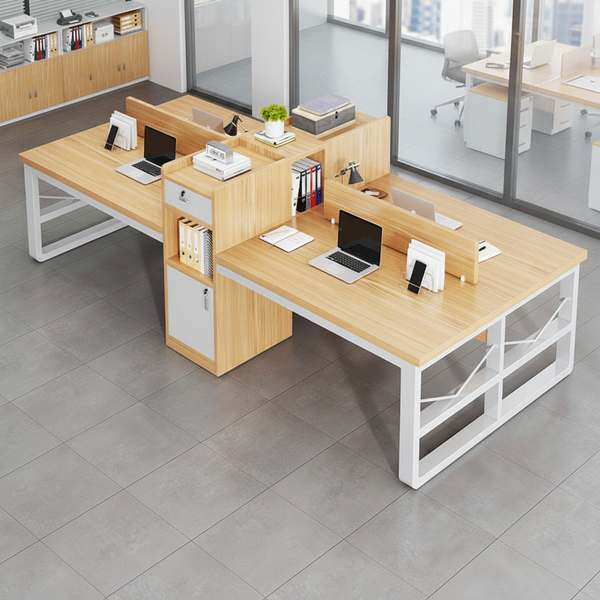 Gemelli Collections four person workspace unit measuring 270cm length, 120cm width and 112cm height for office and collaborative work environments