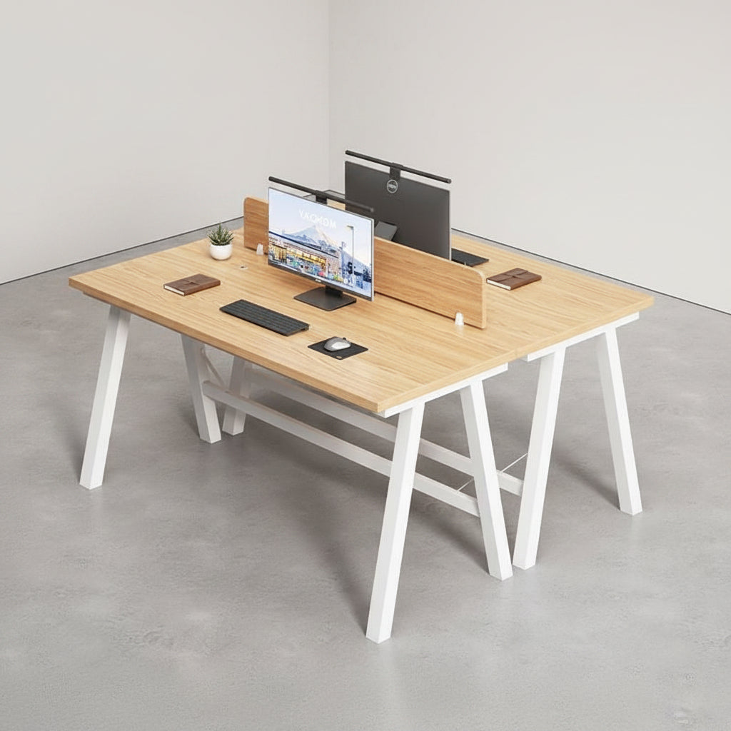 Gemelli Collections double workspace unit measuring 120cm length, 120cm width and 76cm height for office and shared workstation use