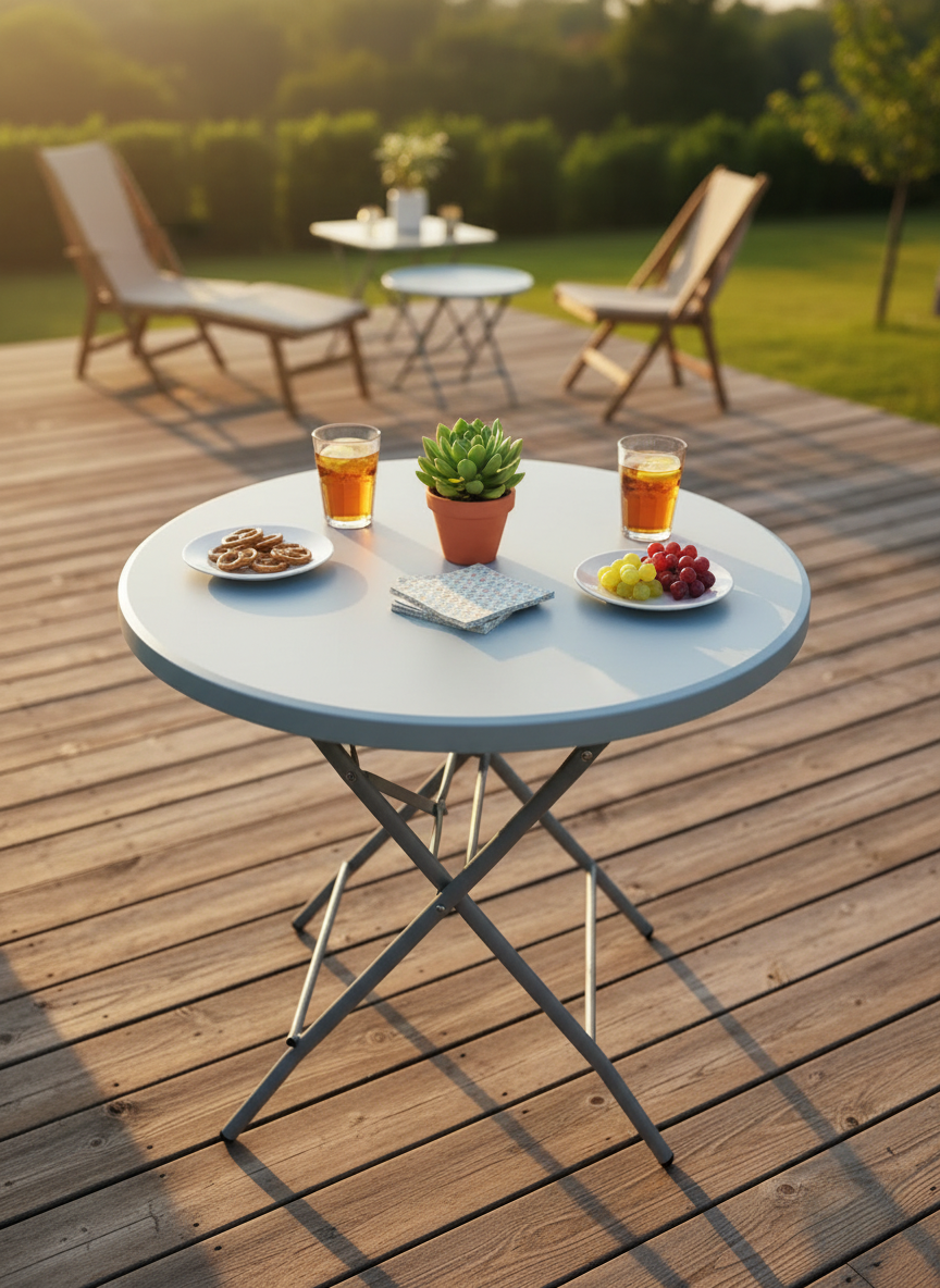 Round Folding Table SN-R80-1 with HDPE top and Steel legs