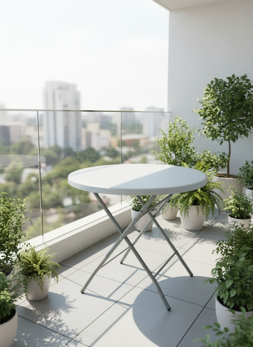 Round Folding Table SN-R80-1 with HDPE top and Steel legs