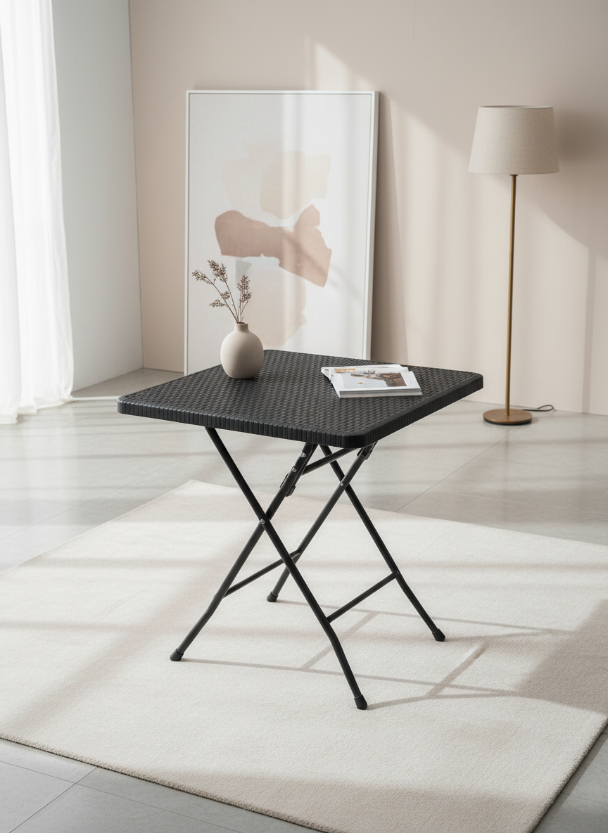 Square Folding Plastic Table with Steel Legs  SN-61R