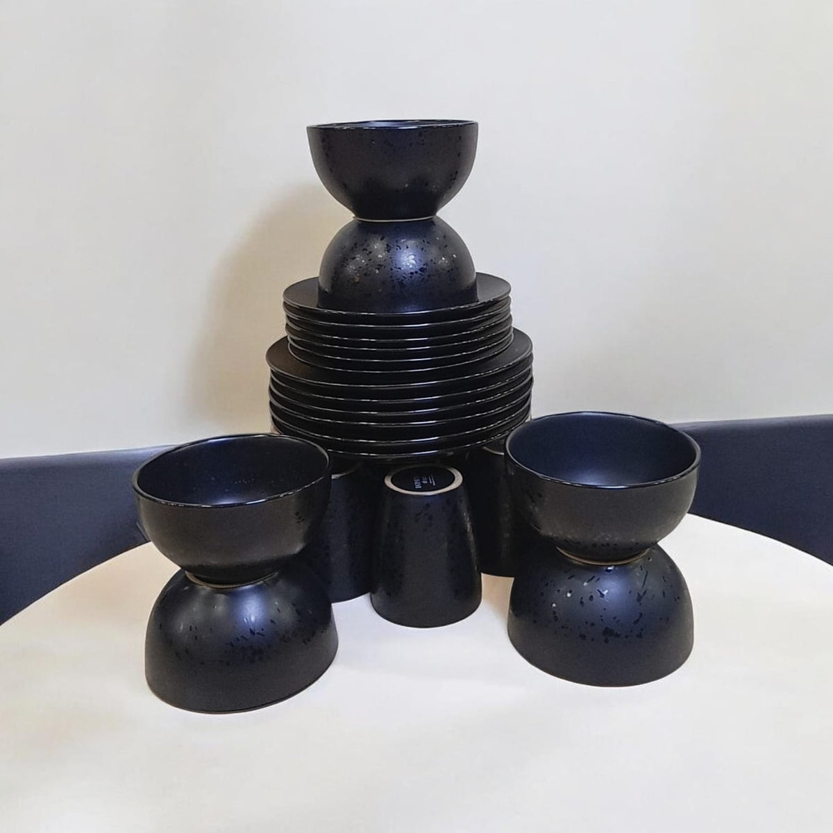 Matte Black Dinner Set with Mugs, Side Plates, Bowls and Dinner Plates 16 Piece and 24 Piece Options