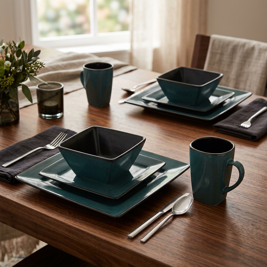 Dinner Set with Mugs, Side Plates, Bowls and Dinner Plates 16 Piece and 24 Piece Options
