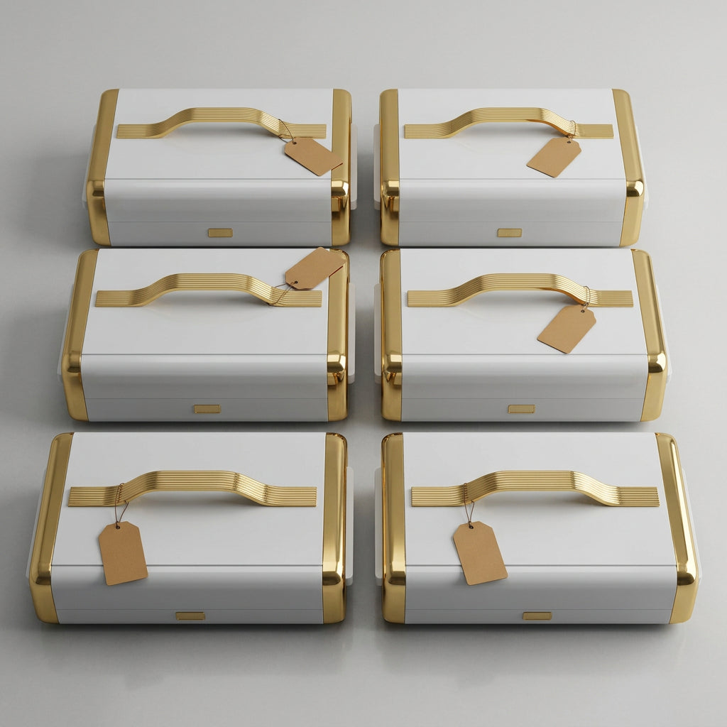 3 Piece Insulated Stainless Steel Food Warmer Set with Gold handles