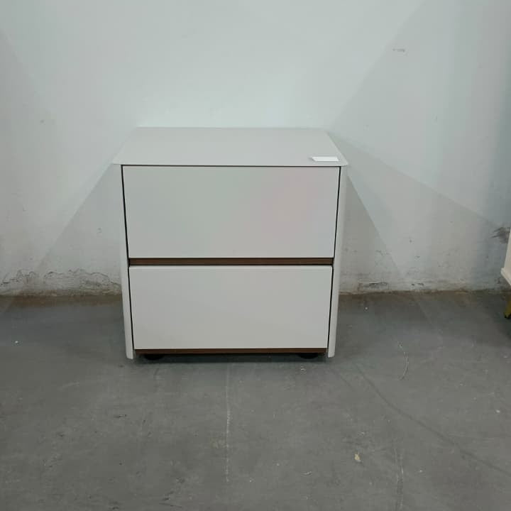 White MDF Bedside Nightstand with Push-Open Doors Floor Standing
