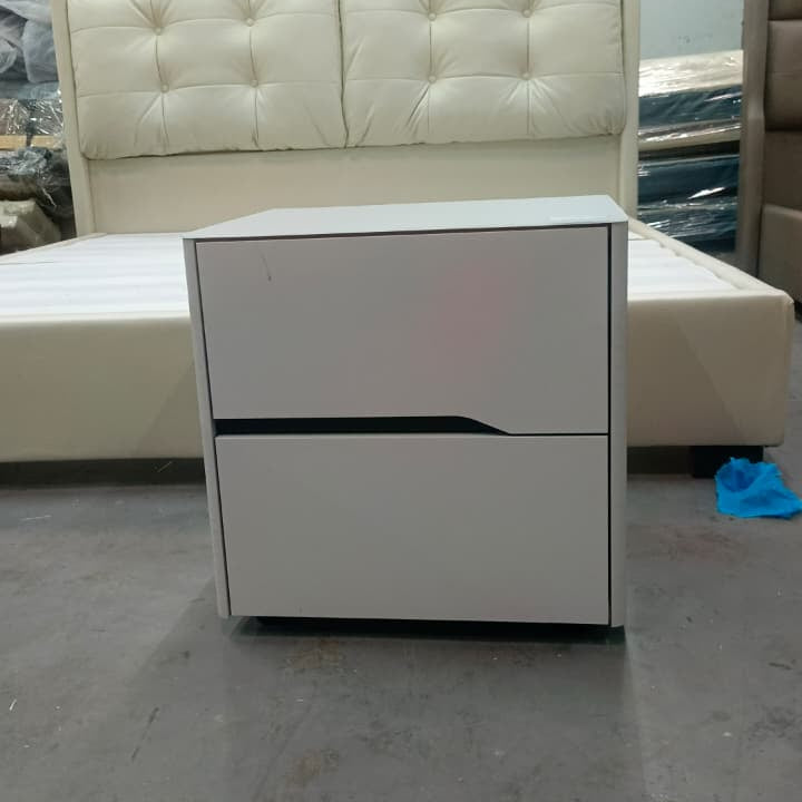 White Bedside Table with 2 Handle-Free Drawers 48x40x50cm