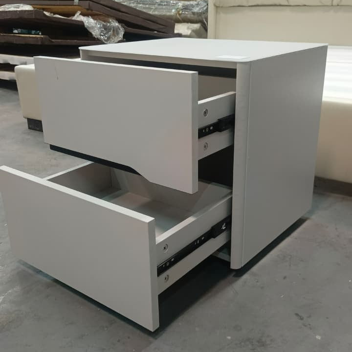 White Bedside Table with 2 Handle-Free Drawers 48x40x50cm
