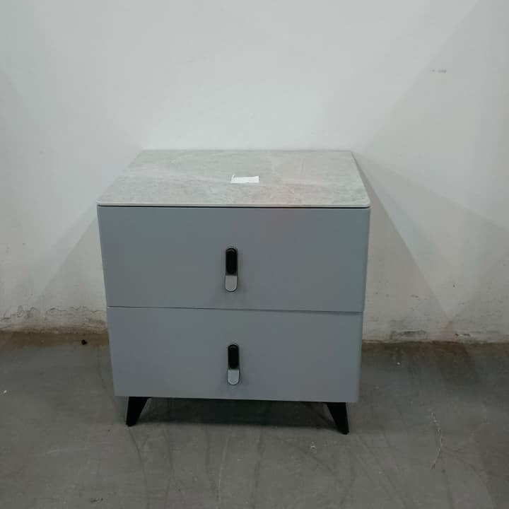 Wooden Bedside Nightstand with 2 Drawers and Marble Top 45x50x47cm