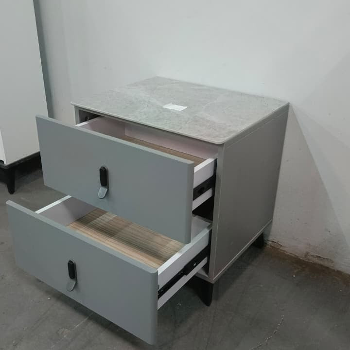 Wooden Bedside Nightstand with 2 Drawers and Marble Top 45x50x47cm
