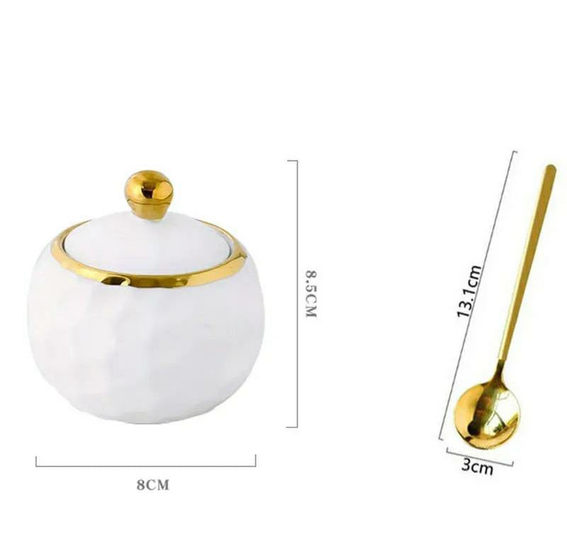 3-Piece White Ceramic Sugar, Tea and Coffee Canister Set with Stand