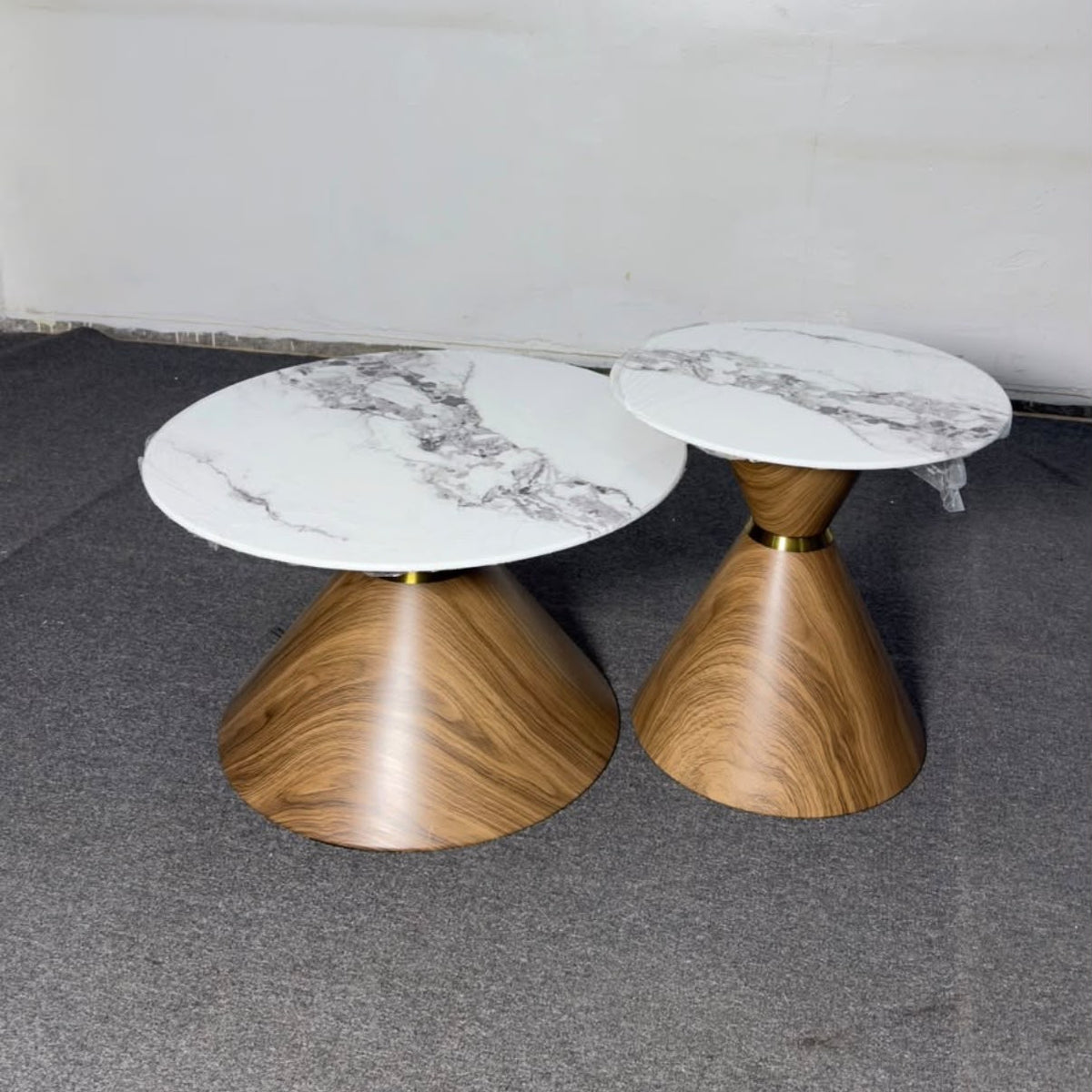 Marble-Top Nesting Coffee Table with Metallic Base