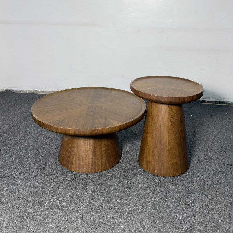 2-Piece Italian-Style Solid Wood Nesting Tables, Walnut Finish