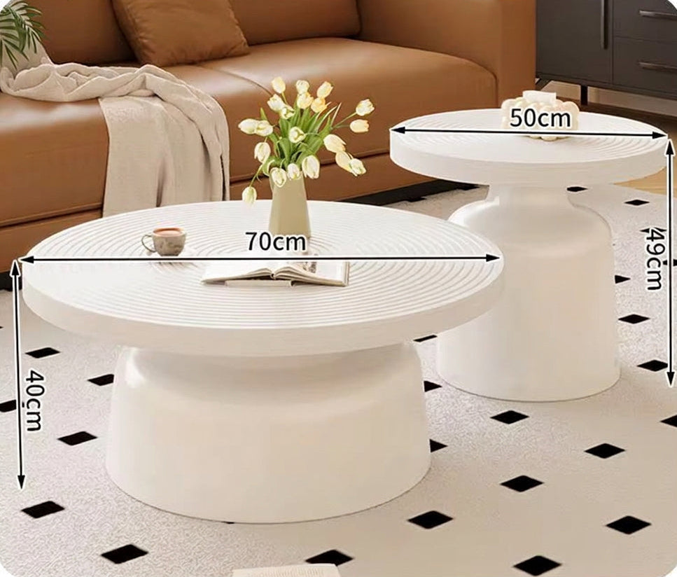 Wooden Nesting Coffee Table Set with Metallic Bases