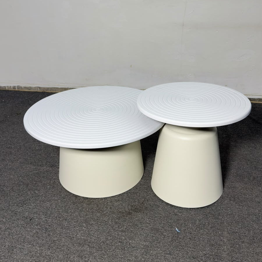 Wooden Nesting Coffee Table Set with Metallic Bases