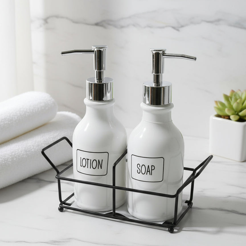 2-Piece Soap and Lotion Dispenser with Stand