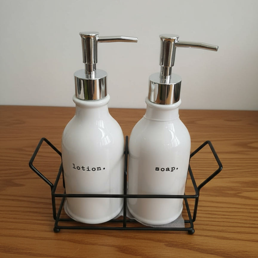 2-Piece Soap and Lotion Dispenser with Stand