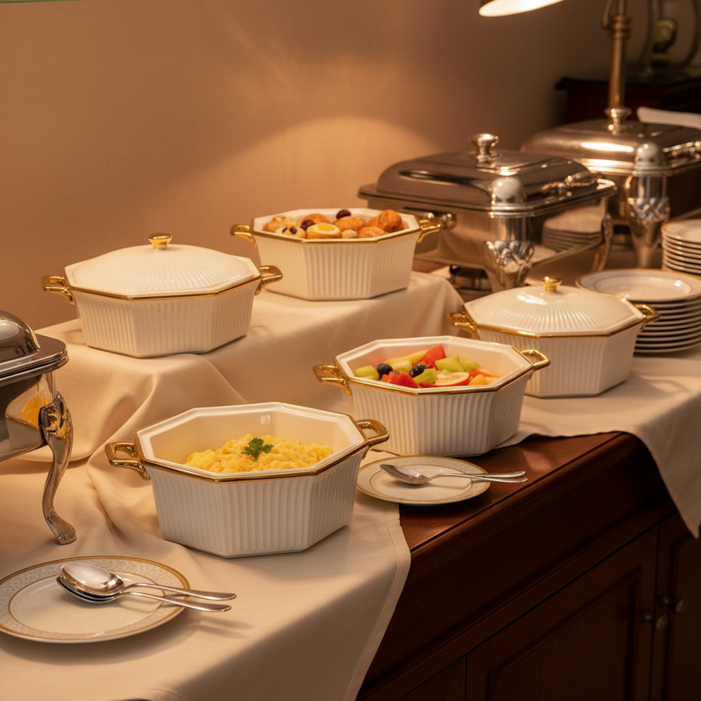 3 Piece Ridged Serving Dishes Set 2L, 1L, 0.35L