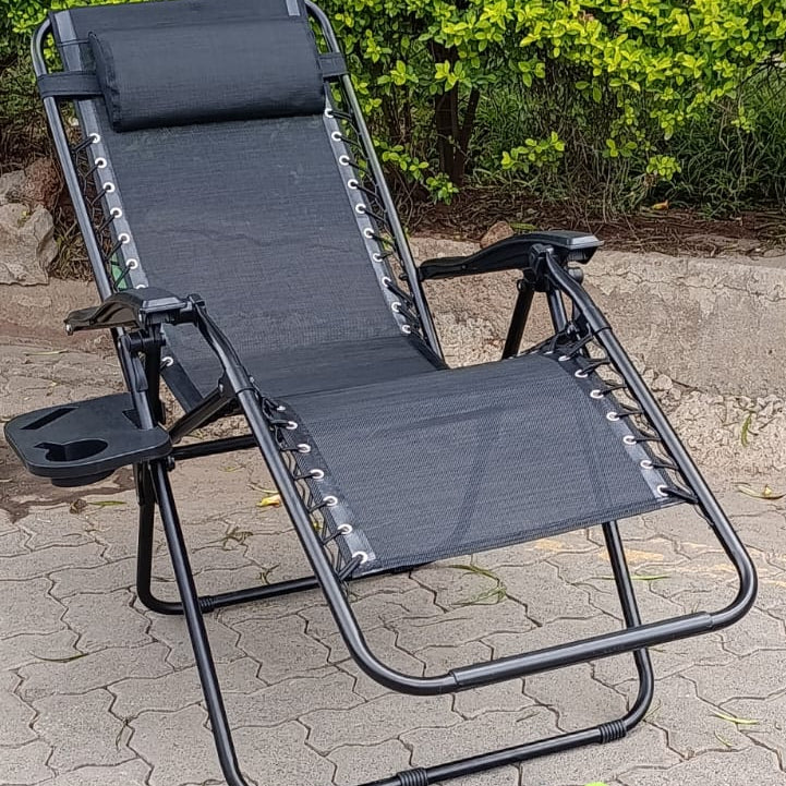 Portable Zero Gravity Recliner Chair with Pillow and Cup Holder Tray