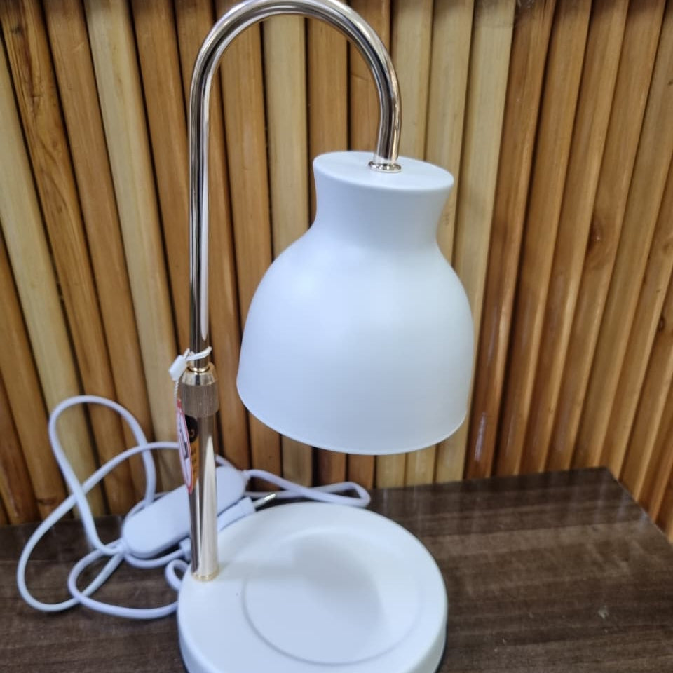 White Dimmable Electric Candle Warmer Lamp with Chrome Arm