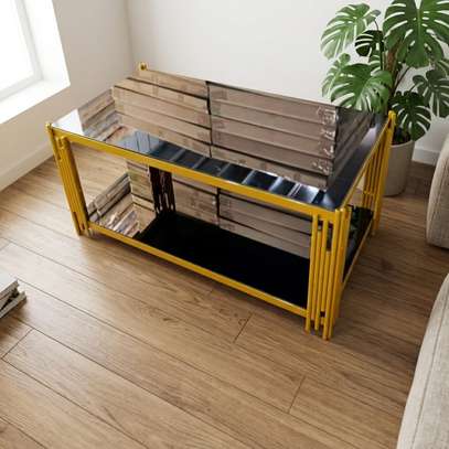 Glass Coffee Table with Gold Metal Frame