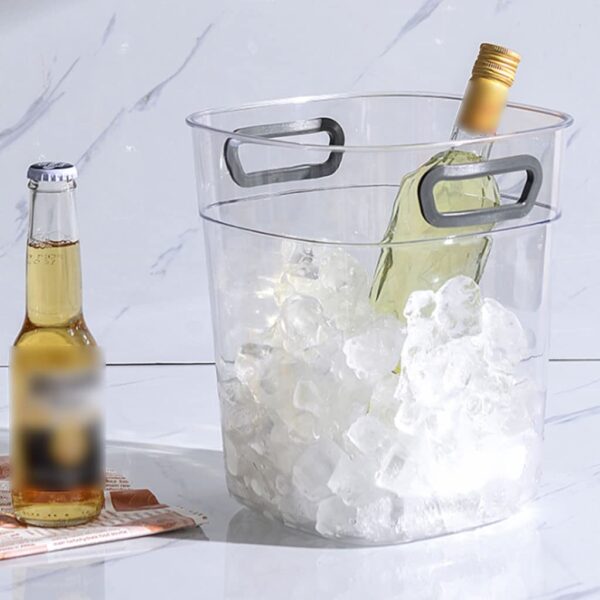 Clear acrylic ice bucket with built-in handles, 23cm height x 19.8cm width