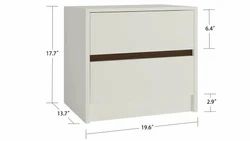 White MDF Bedside Nightstand with Push-Open Doors Floor Standing