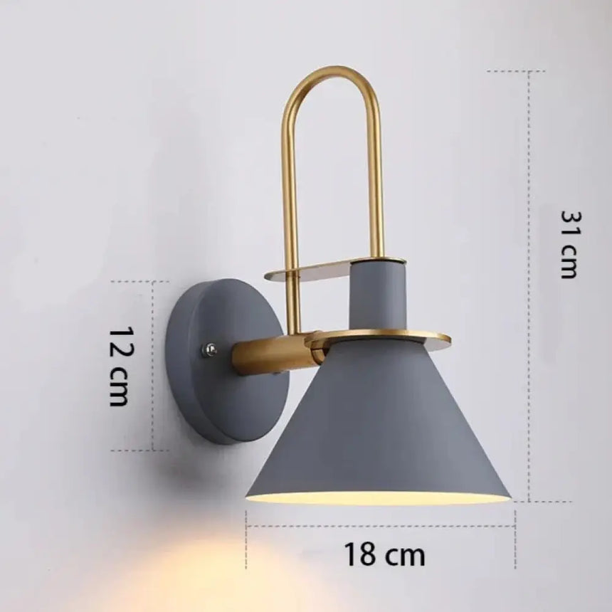 Vintage Wall Light E27 Grey and Gold Frame PL 8360-GY