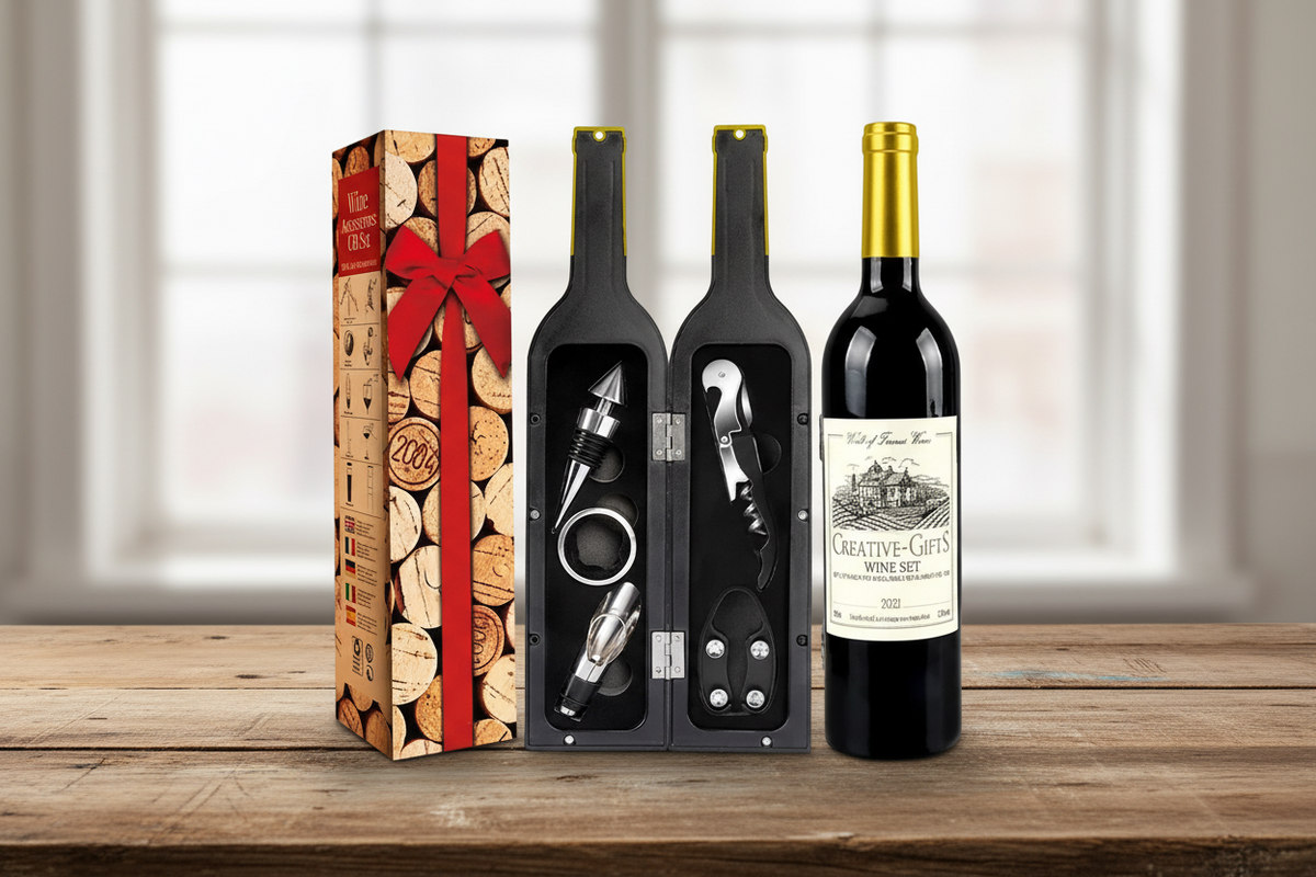 5-Piece Wine Gift Set – Bar Tools Corkscrew Opener and Pourer Kit