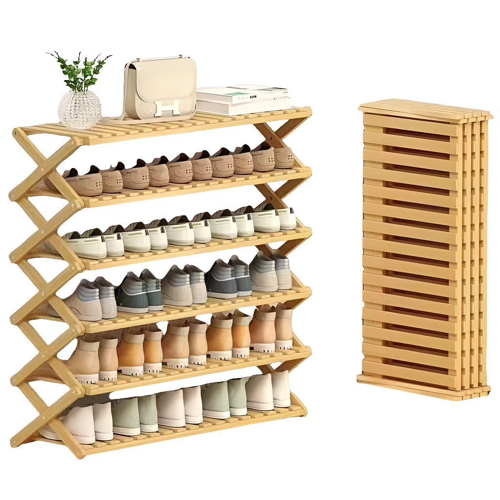 5Tier Bamboo Foldable Wooden shoeracks