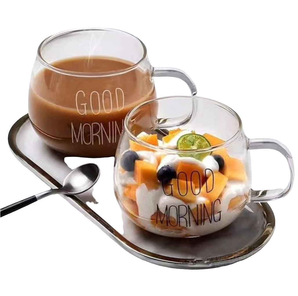 Good morning creative Glass Cup