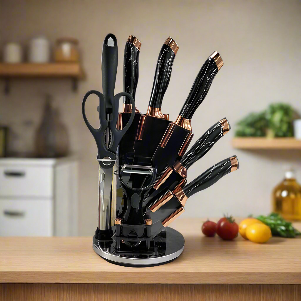 9pc Rose Gold Knife Set