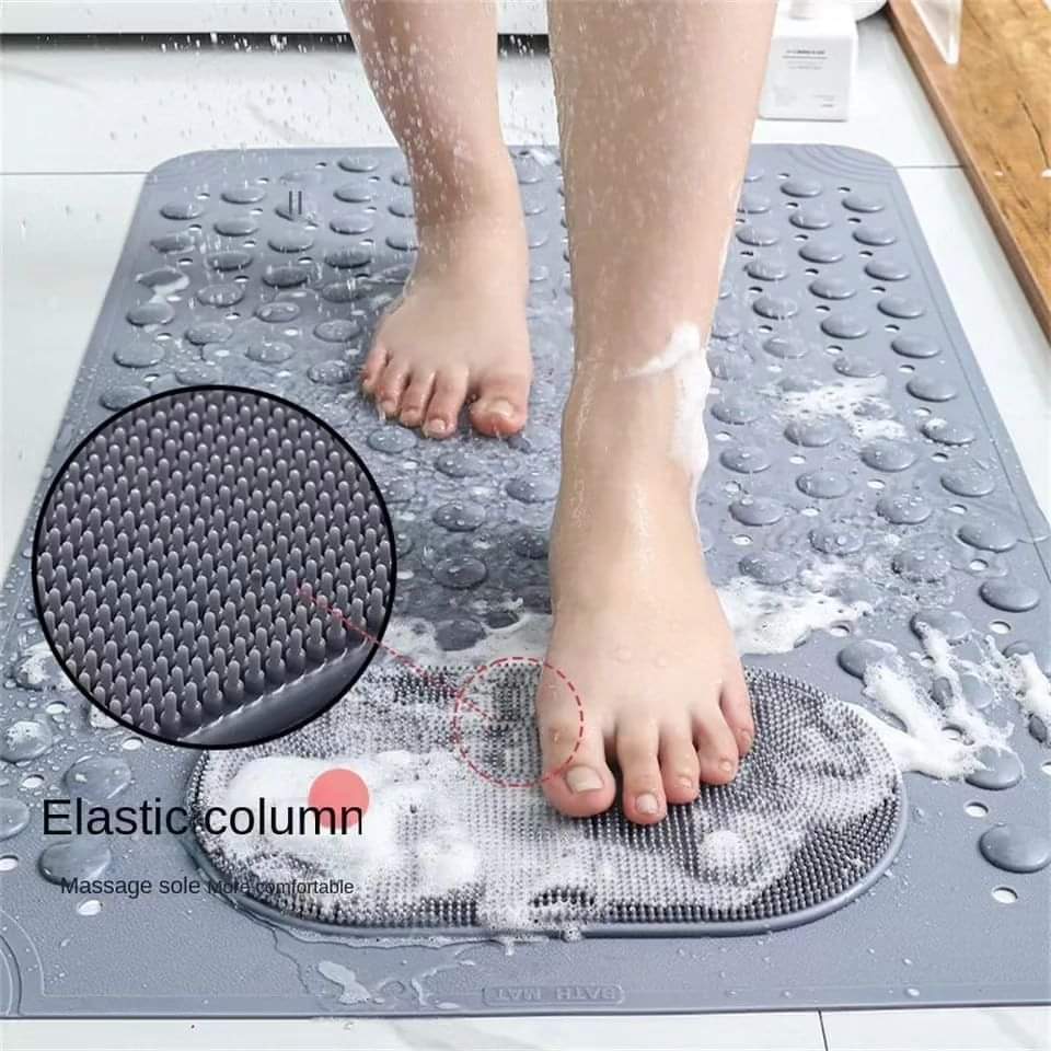 Bathroom anti-slip mat with built-in foot scrubber, gray, available in Nairobi, Kenya