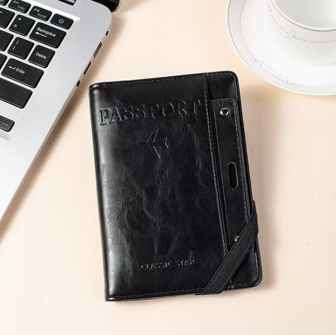 Black passport holder for travel and passport storage, available in Nairobi, Kenya