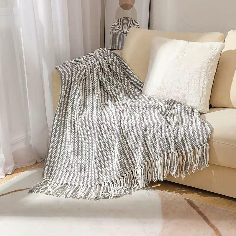 Boho embroidered throw blanket in grey, available in Nairobi, Kenya