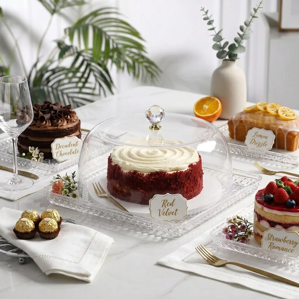 Bon Appetit transparent acrylic cake cover with square tray, 33 × 33 × 19cm, Model HM-BA477, available in Nairobi, Kenya