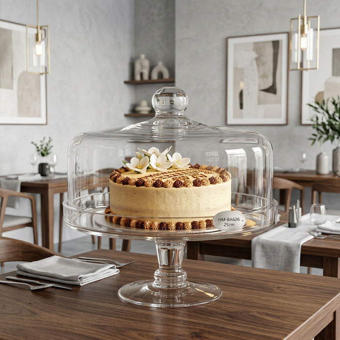 Bon Appetit round glass cake server with transparent dome cover, 25cm, Model HM-BA626, available in Nairobi, Kenya
