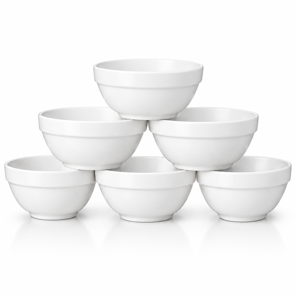 Ceramic Stackable Soup & Cereal Bowls Set of 6 – 4 Inch