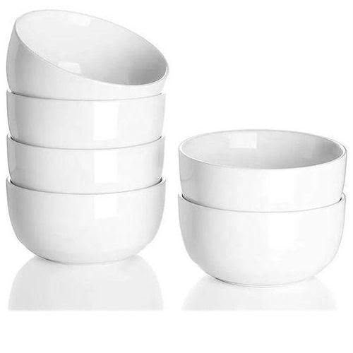 White Ceramic Stackable Soup Bowls Set of 6 – 4 Inch