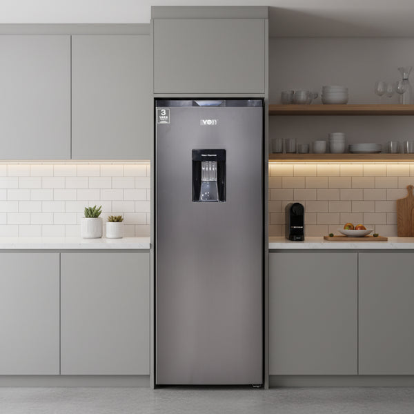 170l single door direct cool fridge water dispenser night grey refrigerator 550x580x1370mm compact kitchen appliance tempered glass shelves energy efficient fridge